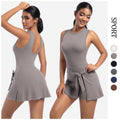European and american new backless nude feel yoga bodysuit tennis skirt outdoor sports running skirt women's fitness bodysuit
