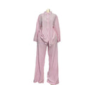 European and american cross-border women's fashion:  spring new collection - stylish turn-down collar, loose-fit long sleeve shirt and wide-leg pants casual set