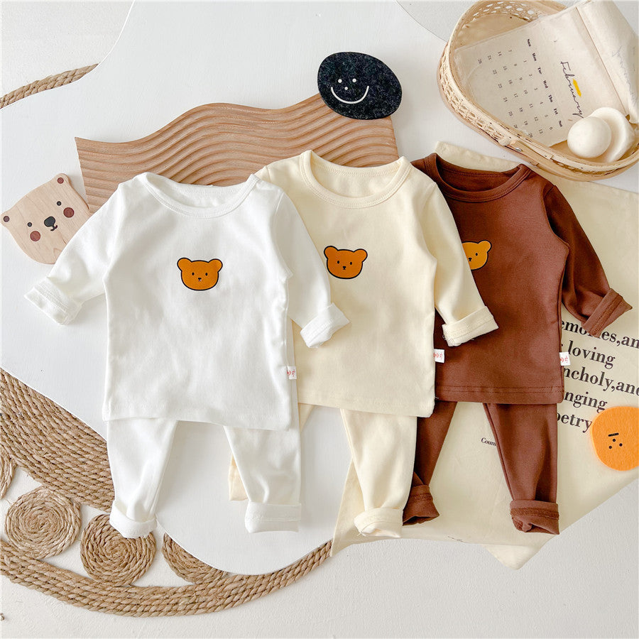 new korean style ins-style spring/autumn baby thermal underwear set - belly protection, loungewear, and sleepwear