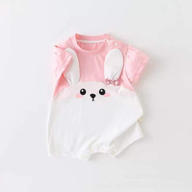 Summer romper infant short-sleeve bodysuit baby girl cartoon outing clothes newborn thin romper  new style