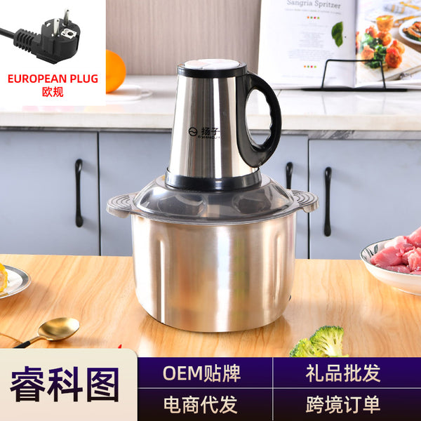 Meat Grinder Household and Commercial Meat Grinding Stainless Steel Multifunctional Electric Cooker Garlic Grinding Machine Foreign Trade