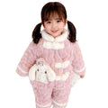 Three-layer thickenedfleece-linedthickenedgirlfall and winter flannel pajamas chinese style heattechsuitkids baby home clothes