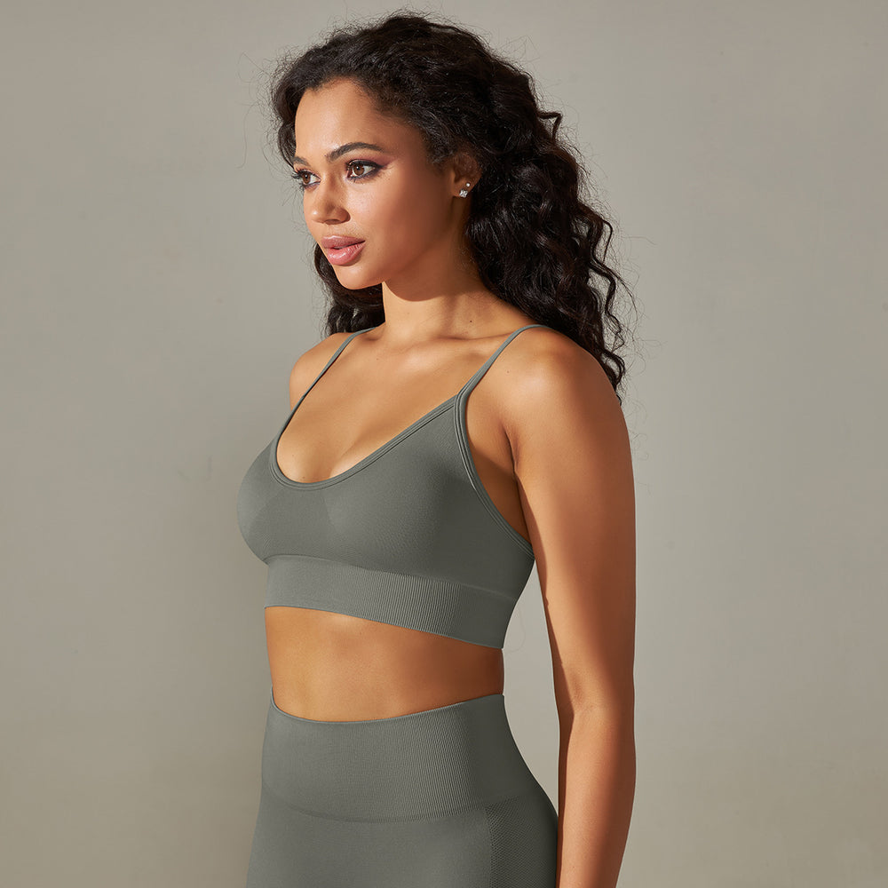 fashion seamless knittingpure color beauty back suspender sports intimates no steel ring running fitness yoga clothes tops