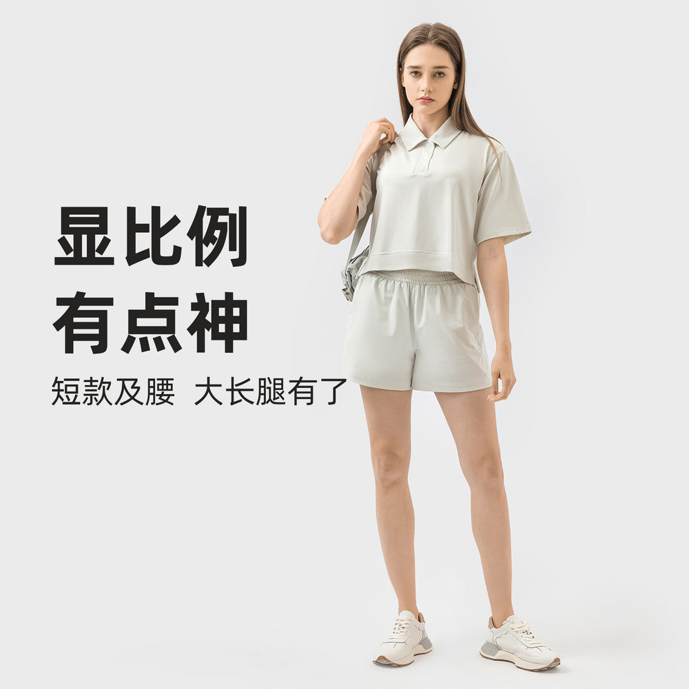 Yoga wear short sleeve loose fitness wear women's sports outdoor running fashioneasiest for match breathable polo shirt dss066