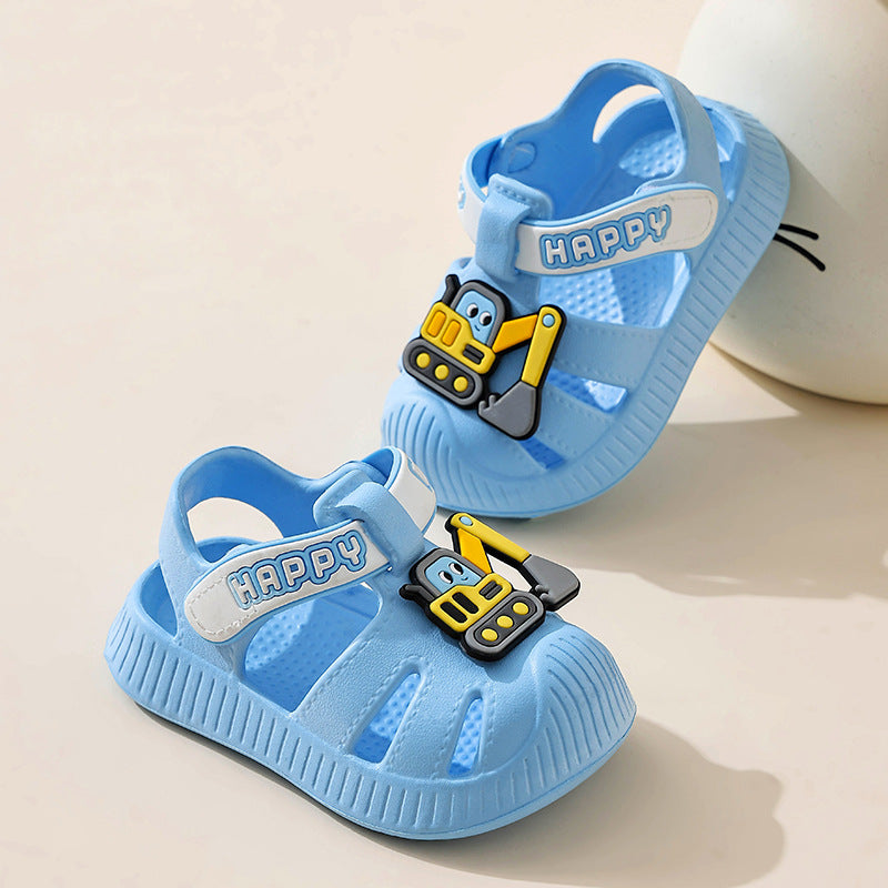 Eva kids' sandals - summer cartoon excavator design for baby boys and girls - cute, soft sole, non-slip, perfect for first walkers and toddlers