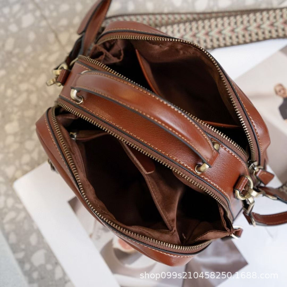 Cowhide retro bag for women 2024new arrival spring and summer genuine leather shoulder crossbody bag fashionaccessible luxury women's small satchel bag
