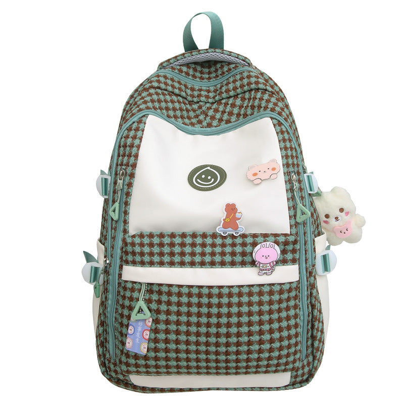 School bag girls ins style Korean version of junior high school students large-capacity backpack simple middle school students casual contrasting backpack