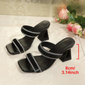 Plus size french style high heel slippers for women - 2026 summer new fashion versatile rhinestone ankle strap high heel sandals