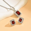 Square diamond necklace and earring jewelry set - european and american niche style, light luxury, high-end, hollow design, elegant jewelry set