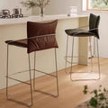 Luxury retro style thickened leather bar stool high back bar chair beauty salon chair home commercial leisure chair