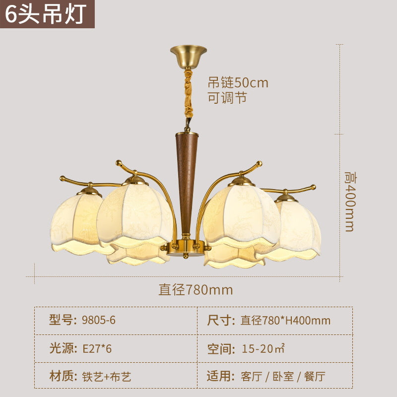 Vintage living room chandelier hall main light French medieval style bedroom dining room light wabi sandy Nanyang style study lamp