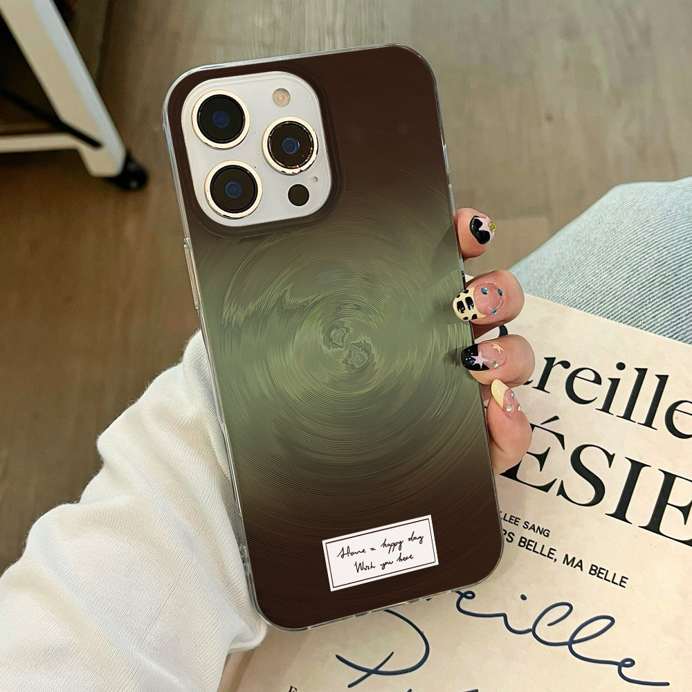 Hand-painted matcha swirl big hole phone case for apple 16, anti-drop iphone 17 fashionable trendy protective cover