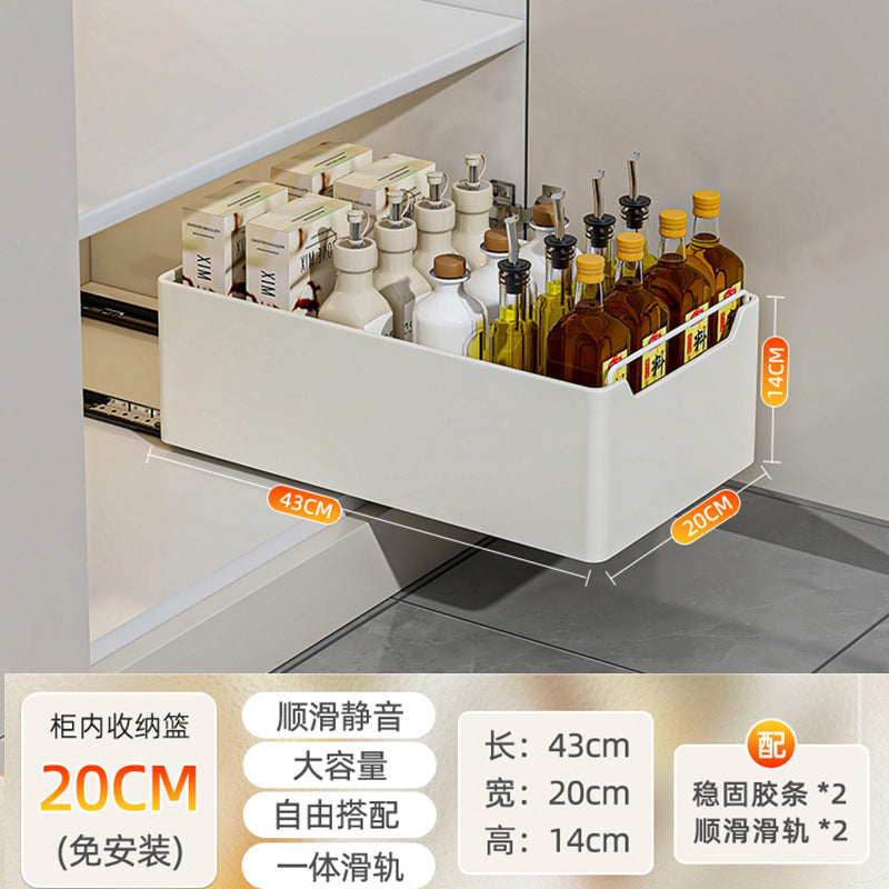 Kitchen pull-out rack under sink pull basket cabinet drawer crevice storage box artifact cabinet bowl rack