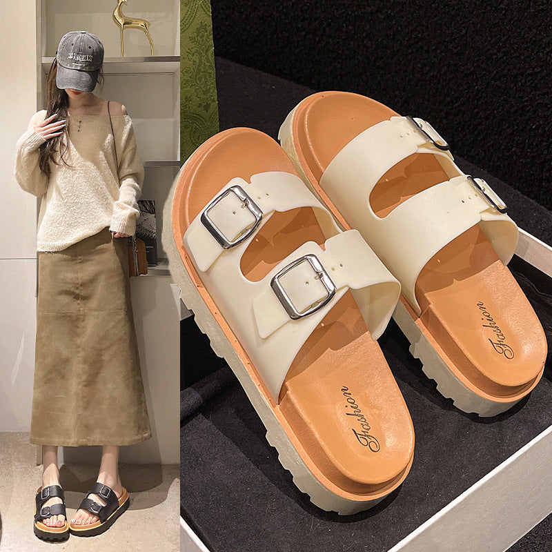 2025 summer new berkenstock-style flat casual thong sandals for women - summer outdoor wear, non-slip thick sole sandals