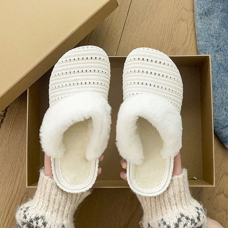 Detachable thick-soled cotton slippers for women - new autumn/winter indoor style, waterproof, warm, and washable