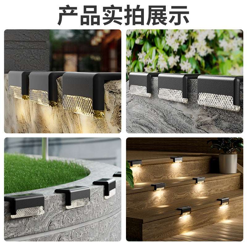 Solar powered outdoor lights - perfect for patio, garden, fence, and railing decoration. waterproof design for home use, ideal for stairs, steps, and walkways