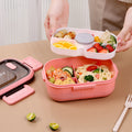Microwave-safe lunch box with divided compartments, rectangular bento box, portable outdoor plastic meal container for healthy eating and fruit
