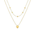 2025 trendy heart double layer necklace, 18k gold plated clavicle chain, luxury niche design, titanium steel chain