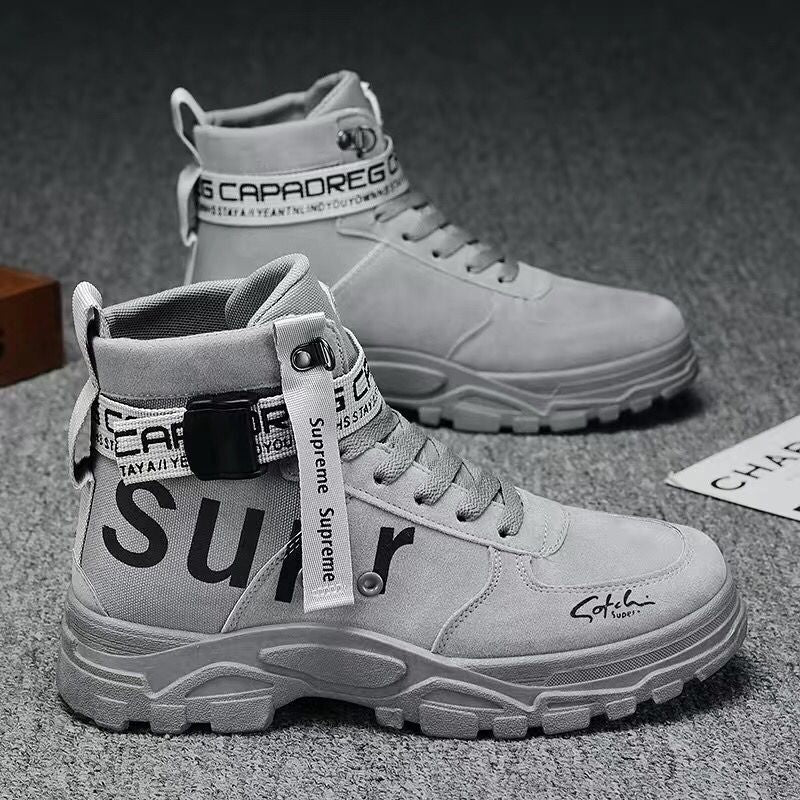2025 men's martin boots: new autumn high-top british style casual work shoes, mid-top cotton shoes for winter