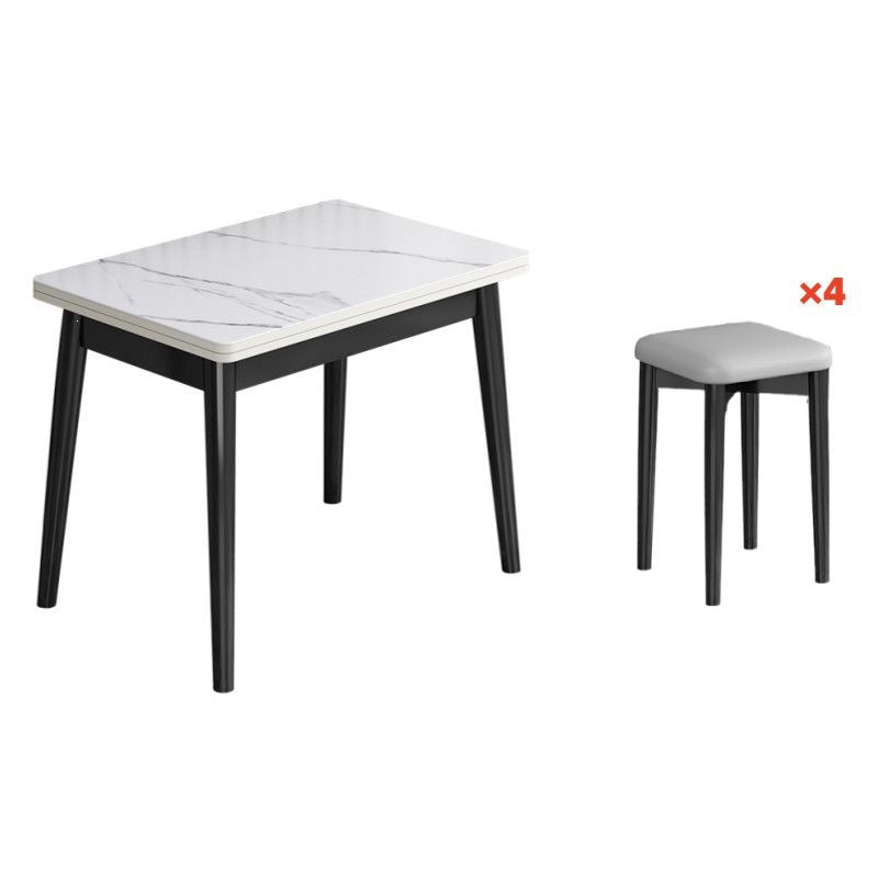 Foldable rock slab dining table - space-saving extendable solid wood dining set for small apartments - italian minimalist style