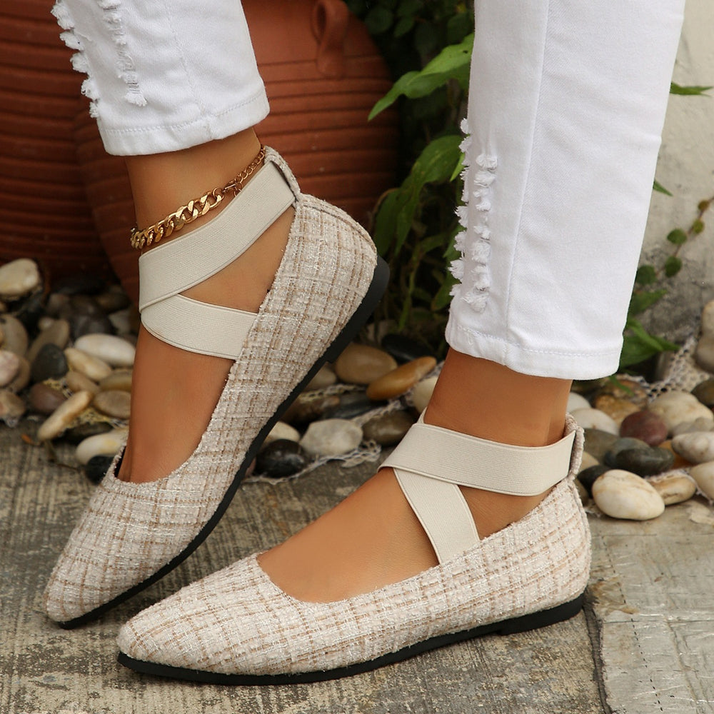 Exportplus sizeflats elastic band flatsflats women's cross-border suede pointed toe slip-on lazy work women's shoes wholesale