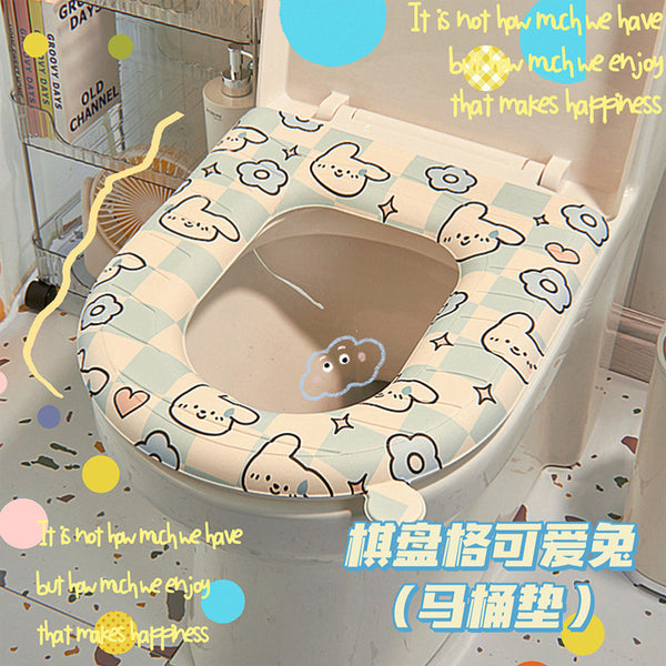 Toilet seat universal paste type cute wind toilet seat cushion eva thickened waterproof winter seat cushion sticker ring