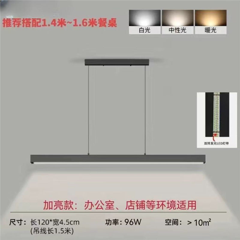 Modern minimalist integrated linear dining table/bar counter pendant light - eye-caring fixture for office, restaurant, and dining room