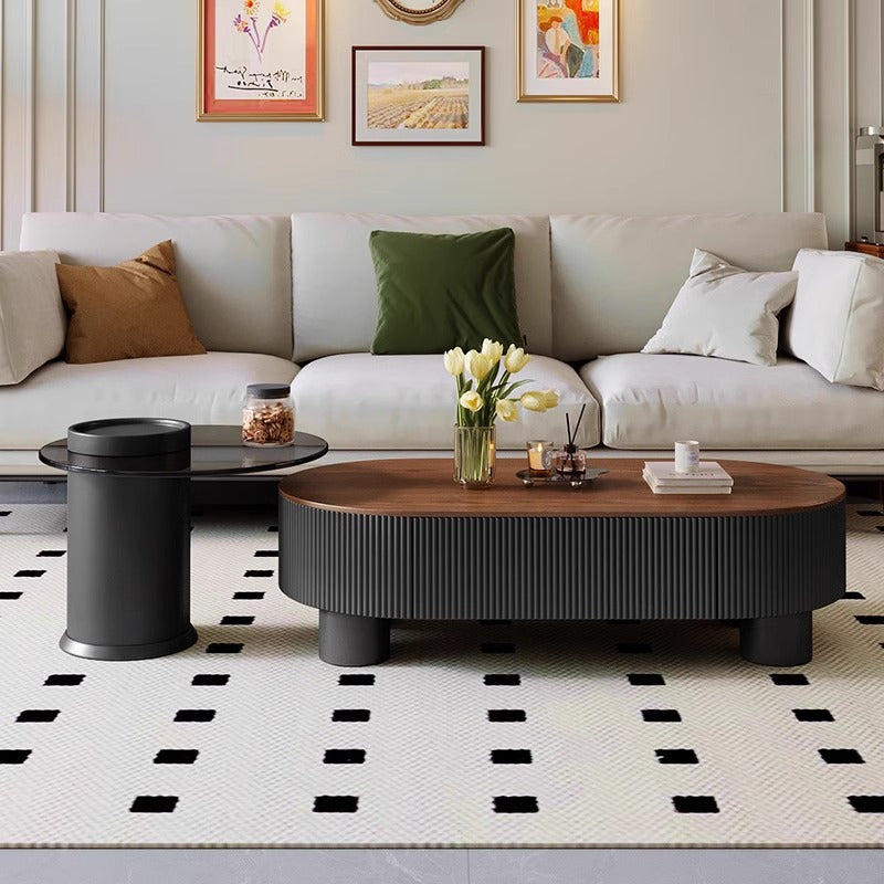 New arrival living room chinoiserie oval italian medieval style slate coffee table accessible luxuryfor home modern casual office table