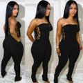 Fashion cross-border supply  women's clothing silm side tie pleated milk silk flat chest jumpsuit
