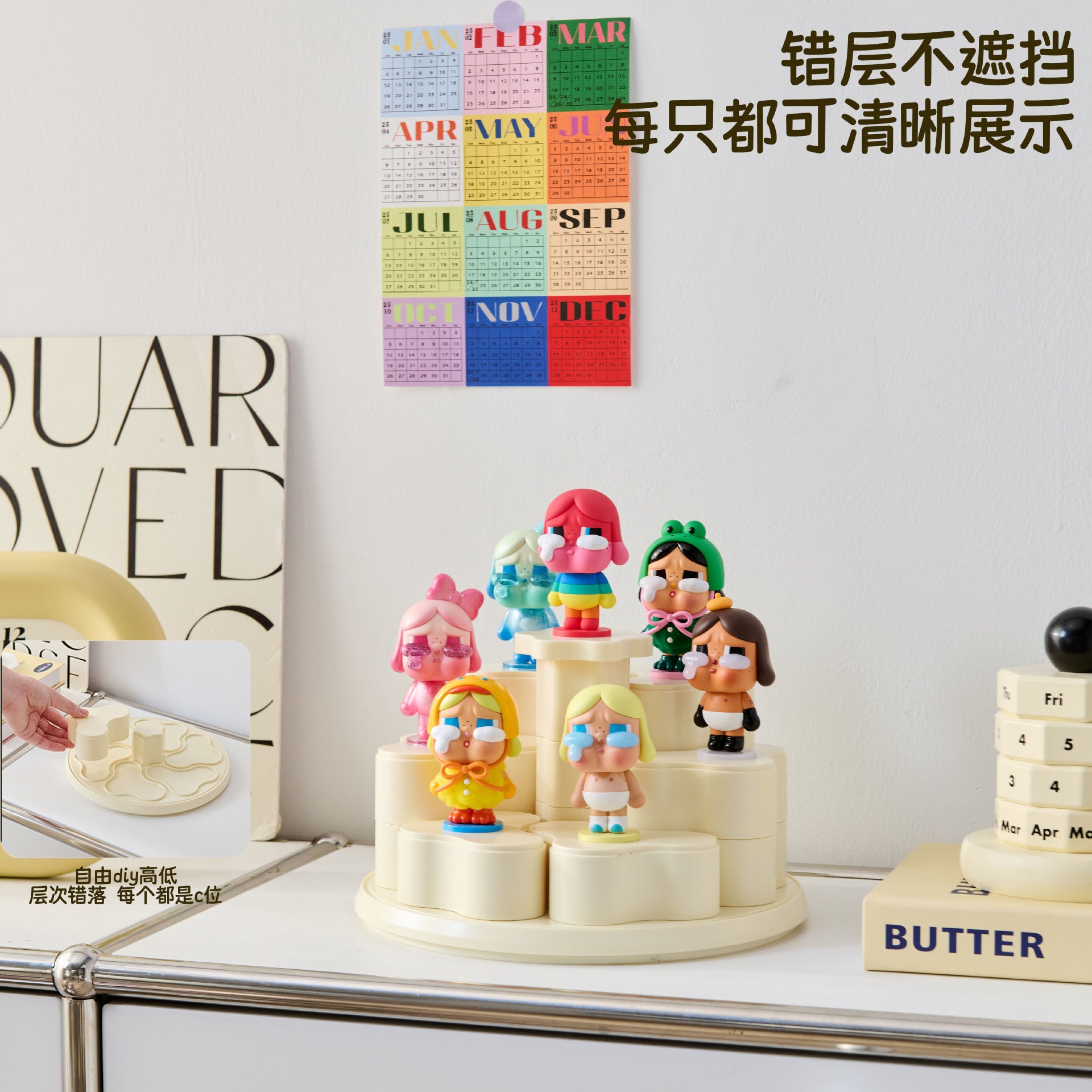 Blind box display stand storage transparent dustproof acrylic figure plastic display cabinet POP MART applicable display cabinet