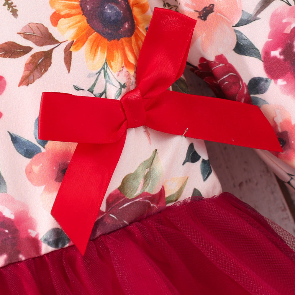 Kids' & toddler's new autumn long-sleeve floral mesh dress - sweet princess style, perfect for everyday casual wear