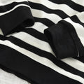 Girls' black and white striped sweatshirt set -  new fashionable and versatile kids' top and flared leg pants two-piece outfit