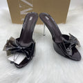Za 2024 summer new women's pink bow high heel mules - round toe, open back, stiletto heel sandals