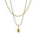 Fashionable, understated luxury: a delicate, double-layered teardrop titanium steel necklace for women. a versatile, minimalist collarbone chain that's trendy, stylish, and fade-resistant