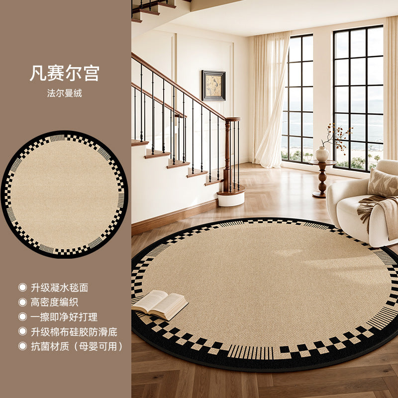 Round rug living room retro high-end bedroom walk-in closet non-slip mat easy-care sofa coffee table floor mat