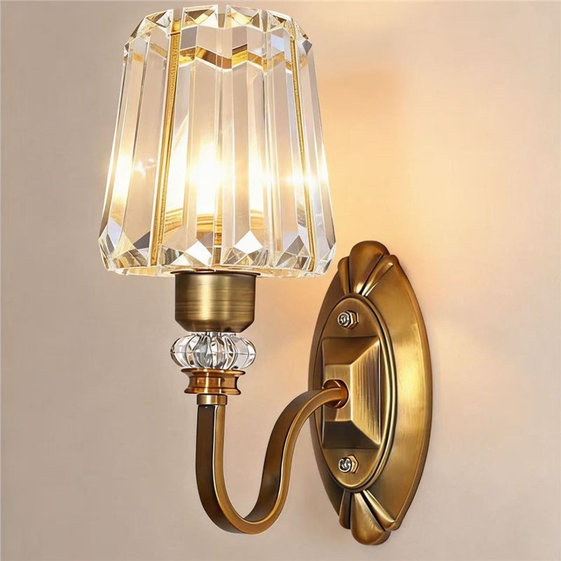 Single head bronze wall room american wall lamp bedroom modern retro european light luxury bedside lamp living room background wall