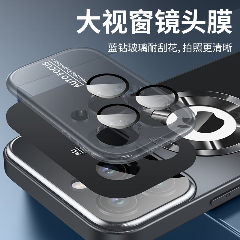 Suitable for apple 17promax mobile phone case large window missing mark magnetic frosted anti-fall iphone15 protective case 14