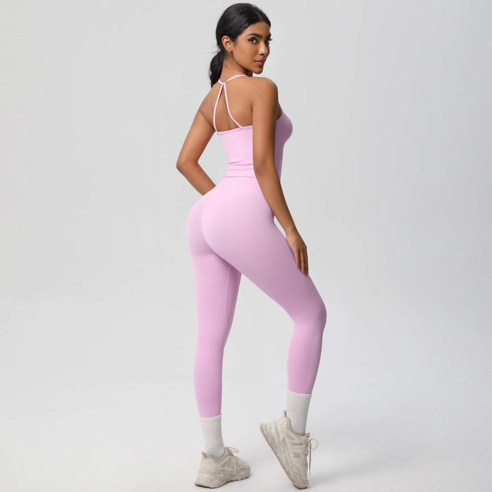 European and american nylon brushed quick-dry yoga outfit sexy backless tight sports bra set outdoor running fitness apparel
