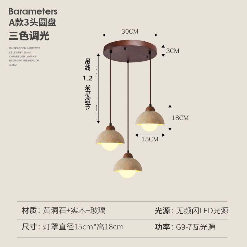 Medieval bedside chandelier hall wabi sandy wind creative cream wind yellow travertine master bedroom restaurant small chandelier lighting