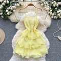 Tea break frenchsense of design tie back square collar small flying sleeves waist backless straps slimming lookelegant gentle wind dress