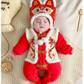 Baby new year's quilted thickened romper winter jumpsuit newborn chinese style full month celebration outfit