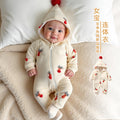 Baby fall and winter clothes jumpsuit fleece-lined men's and women's baby long sleevesheattech zipper shirt romper hooded christmas deer