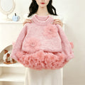 Girls' sweater set - new autumn/winter  collection: stylish floral print crewneck knit top & korean-style princess tutu skirt