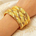 Middle eastern dubai women's closed-end bangle, vietnamese gold sand bracelet, african nigerian petal design