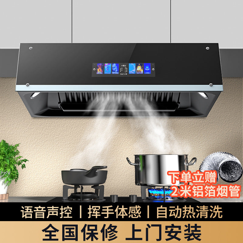 Wholesale high suction range hood for home kitchen automatic cleaning chinoiserie small old-fashioned top suction range hood