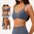 European and american sports bra women's butter fabric collar cross beautiful back outwear pilates thin shoulder strap yoga intimates5560
