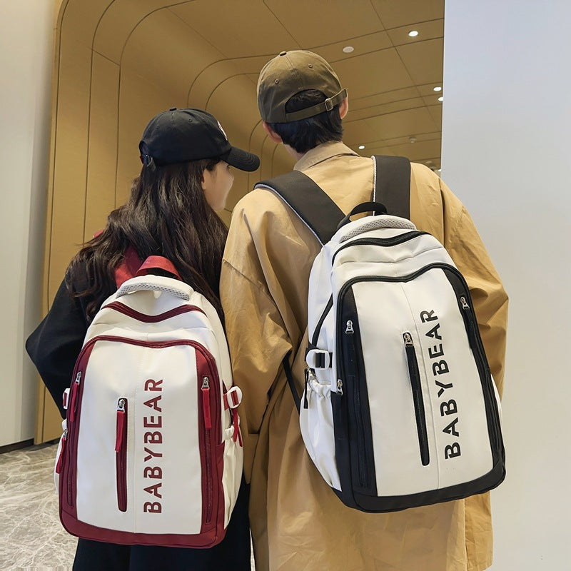School bag for female college students, Korean version for junior high school students, high school, large-capacity burden reduction backpack for men's middle school students, casual backpack.