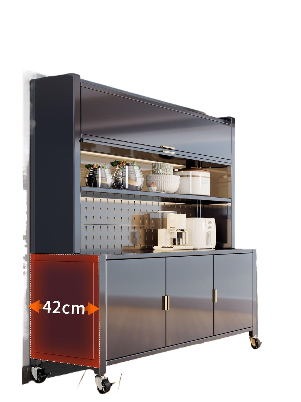 Kitchen storage rack floor-standing multi-layer thickened sideboard multi-functional wall-mounted integrated storage cabinet for home dust-proof cabinet