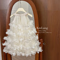 summer new korean style girls' halter neck floral tiered cake dress birthday mesh tulle skirt