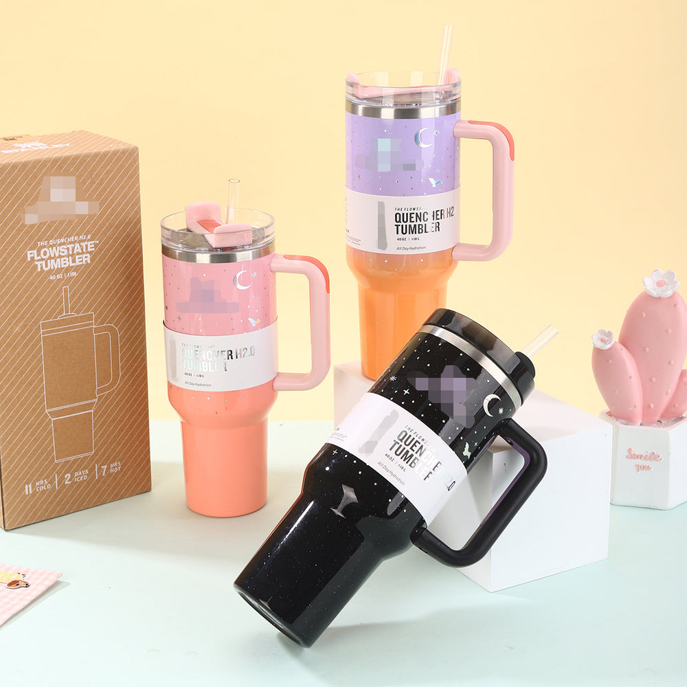 New stanley-style gold-stamped car cup, 304 stainless steel vacuum insulated tumbler, portable outdoor ice tumbler